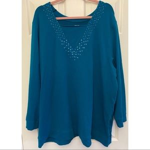 Liz & Me Sport Turquoise Embellished Top Size 3X